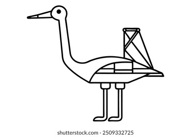 a albatross-crane with lainar lllustration 