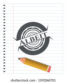 Albeit emblem draw with pencil effect. Vector Illustration. Detailed.