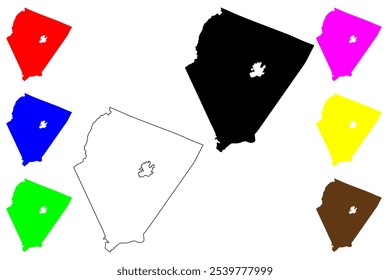 Albemarle County, Commonwealth da Virgínia (Condado dos EUA, Estados Unidos da América, EUA, EUA) mapa ilustração vetorial, esboço de rabisco Mapa de Albemarle