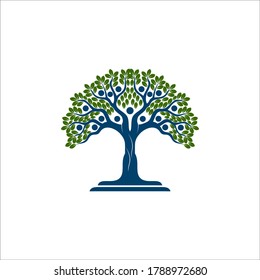 Albero genealogico modello modello di icona vettoriale, Human Tree Creative Concept Logo Design Template.