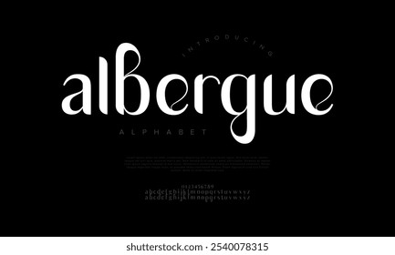 Alberque tipografia beleza moda elegante minimalista serif italic fontes decorativo casamento vintage retro logos. Logotipo de fonte de luxo mínimo alfabeto. Ilustração vetorial