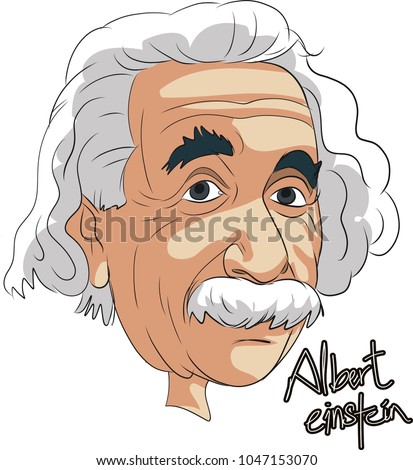 ALBERT EINSTEIN FAMOUS PERSON CARTOON PORTREIT Stock Vector (Royalty