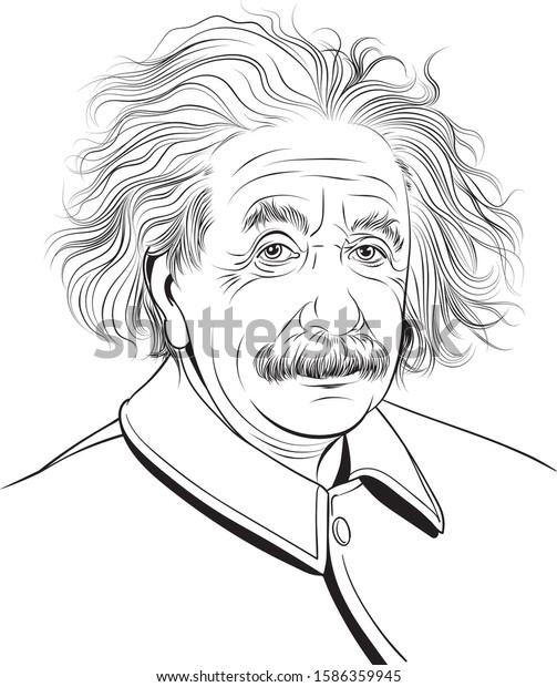 Albert Einstein Portrait Line Art Einstein Stock Vector (Royalty Free ...