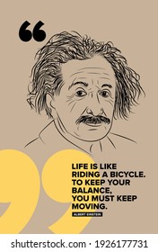 Albert Einstein Vector Sketch Illustration With Motivational Quote.