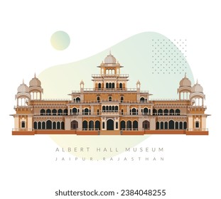 Albert Hall Museum Jaipur as Stock Illustration as EPS 10 File