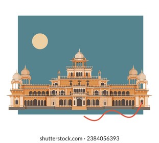 Albert Hall Museum Jaipur as Stock Illustration as EPS 10 File