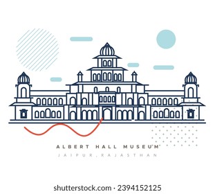 Albert Hall Museum Jaipur as Stock Illustration as EPS 10 File