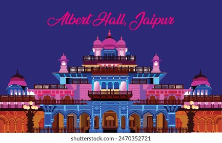 Albert Hall Museum Jaipur como ilustración de stock. famoso monumento de la India.