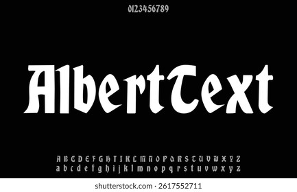 Albert Text Bold vector font alphabet with numbers