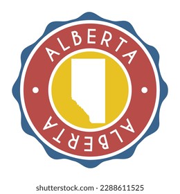 Alberta, Canada Badge Map Vector Seal Vector Sign. National Symbol Country Stamp Design Icon Label. 