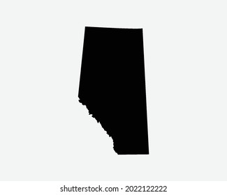 Alberta Canada Map Black Silhouette. AB, Canadian Province Shape Geography Atlas Border Boundary. Black Map Isolated on a White Background. EPS Vector Graphic Clipart Icon