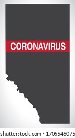 Alberta CANADA Karte mit Coronavirus-Warngrafik