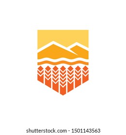 Alberta Canada and Mountain Logo. Wheat Grain Symbol. Farm Icon vector.