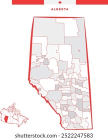 Alberta en Canadá, América del Norte - Mapa