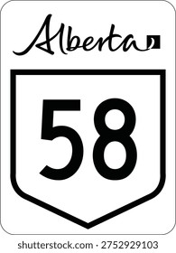 Alberta Highway 58 (AB-58) Canada Provincial Highway Route Shield Badge Vector