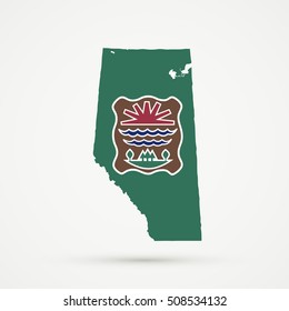 Alberta map in Abenaki (Abnaki) flag colors, editable vector.