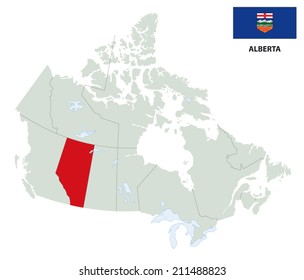 Alberta Map With Flag