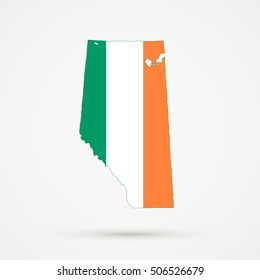 Alberta map in Ireland flag colors, editable vector.