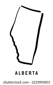 Alberta Map Outline - Smooth Simple Hand-drawn Canadian Province Shape Map Vector. Province In Canada.