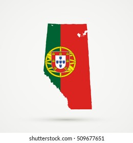 Alberta map in Spain flag colors, editable vector.