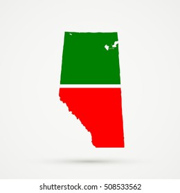 Alberta map in Tatarstan flag colors, editable vector.