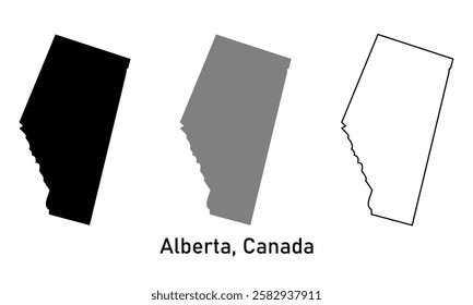 alberta province, Canada map illustration isolated on background. map in black, gray, and outlines	