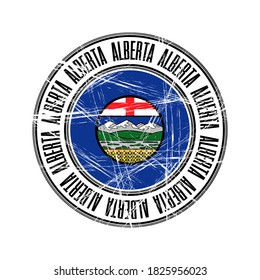 Alberta province, Canada. Vector postal rubber stamp over white background