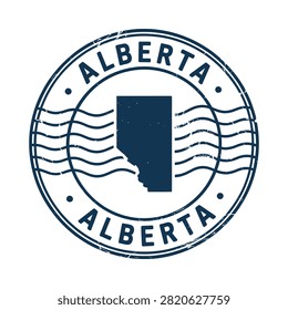 Alberta provincial seal with map silhouette distressed vector illustration
