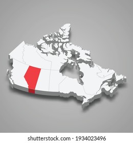 Alberta region location within Canada 3d isometric map