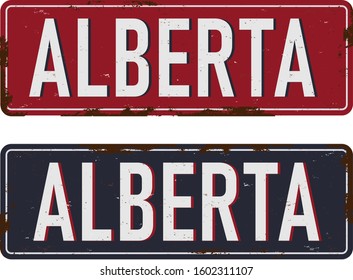 Alberta. rusted metal sign of Canada's province for tourist sign