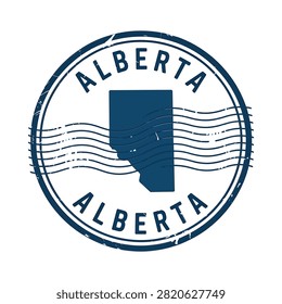 Alberta stamp with provincial map distressed vector illustration on white background