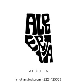 Alberta state of Canada vector lettering. Alberta Typography map lettering.