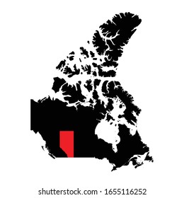 Alberta territory highlighted on Canada map Vector EPS 10