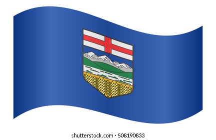Albertan provincial official flag, symbol. Canada banner and background. Canadian AB patriotic element. Flag of the Canadian province of Alberta waving on white background, vector illustration