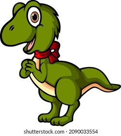 The albertosaurus is wearing the ribbon necklace of illustration