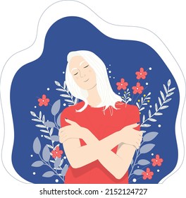 Albinism and selflove concept. Vector illustration