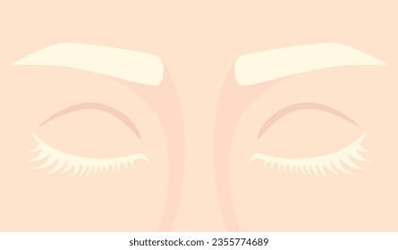 Los ojos de una mujer albina están cerrados. Ojos cerrados con pestañas y cejas. Ilustración del vector