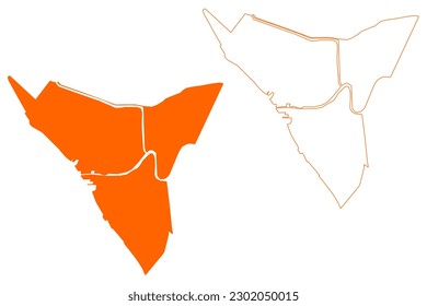 Alblasserdam municipality (Kingdom of the Netherlands, Holland, South Holland or Zuid-Holland province) map vector illustration, scribble sketch map