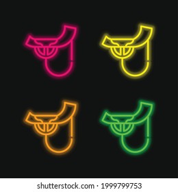 Alboka four color glowing neon vector icon