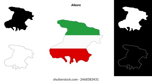 Alborz province outline map set
