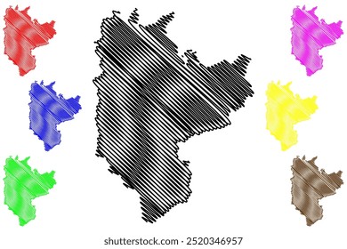 Albula District (Switzerland, Swiss Confederation, Canton of Grisons, Graubünden or Graubunden) map vector illustration, scribble sketch Albula or Alvra Region map