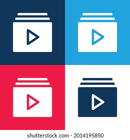 Album blue and red four color minimal icon set