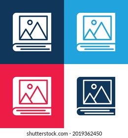 Album blue and red four color minimal icon set