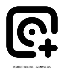 album circle plus line vector icon