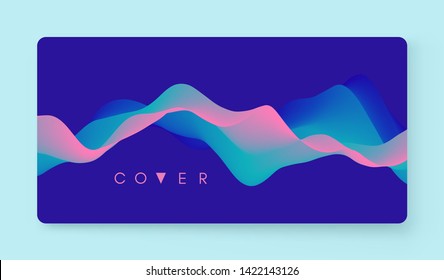 Album cover design template. Abstract background with color gradient. Motion sound wave. Applicable for placards, flyers, banners, brochures, planners or notebooks. Vector illustration.