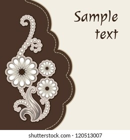 Album cover with floral decorative applique, vector background