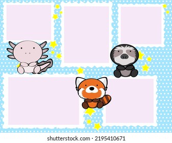 album frame baby animals cartoon illustration background in vector format