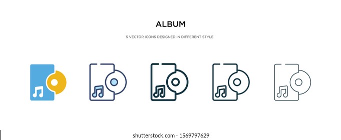 album icon in different style vector illustration. two colored and black album vector icons designed in filled, outline, line and stroke style can be used for web, mobile, ui