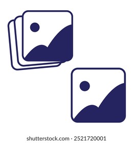 Album icon, Photo gallery icon, Image gallery, symbol, vector, Picture signs. Gallery icon vector, silhouette. Gallery icon for app, logo, website. Vector illustration. media pic sign for apps and web