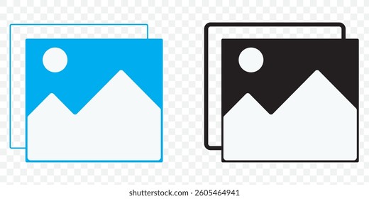 Album icon, Photo gallery icon, Image gallery, symbol, vector, Picture signs. Gallery icon vector, silhouette. Gallery icon for app, logo, website. Vector illustration on transparent Background. EPS10